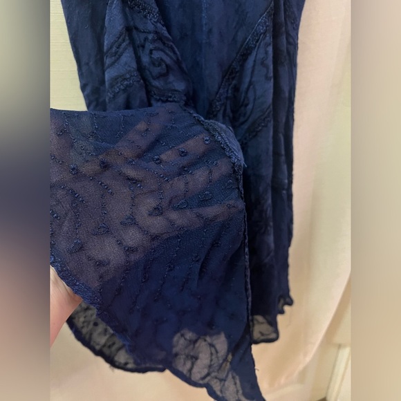 Navy Blue Boho Retro Lace-Up Maxi Dress by My Choice – 100% Rayon - Picture 6 of 9